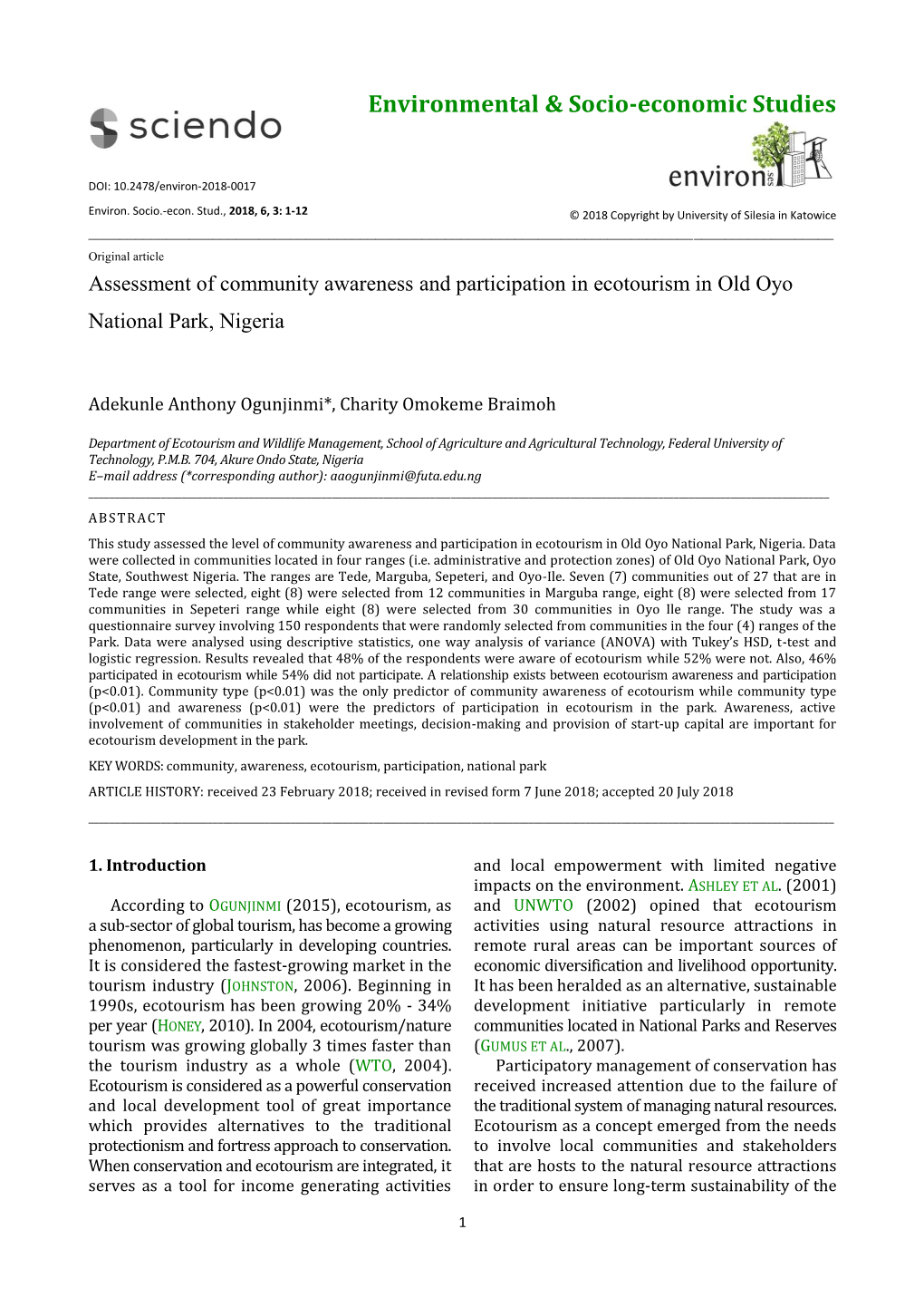 Environmental & Socio-Economic Studies