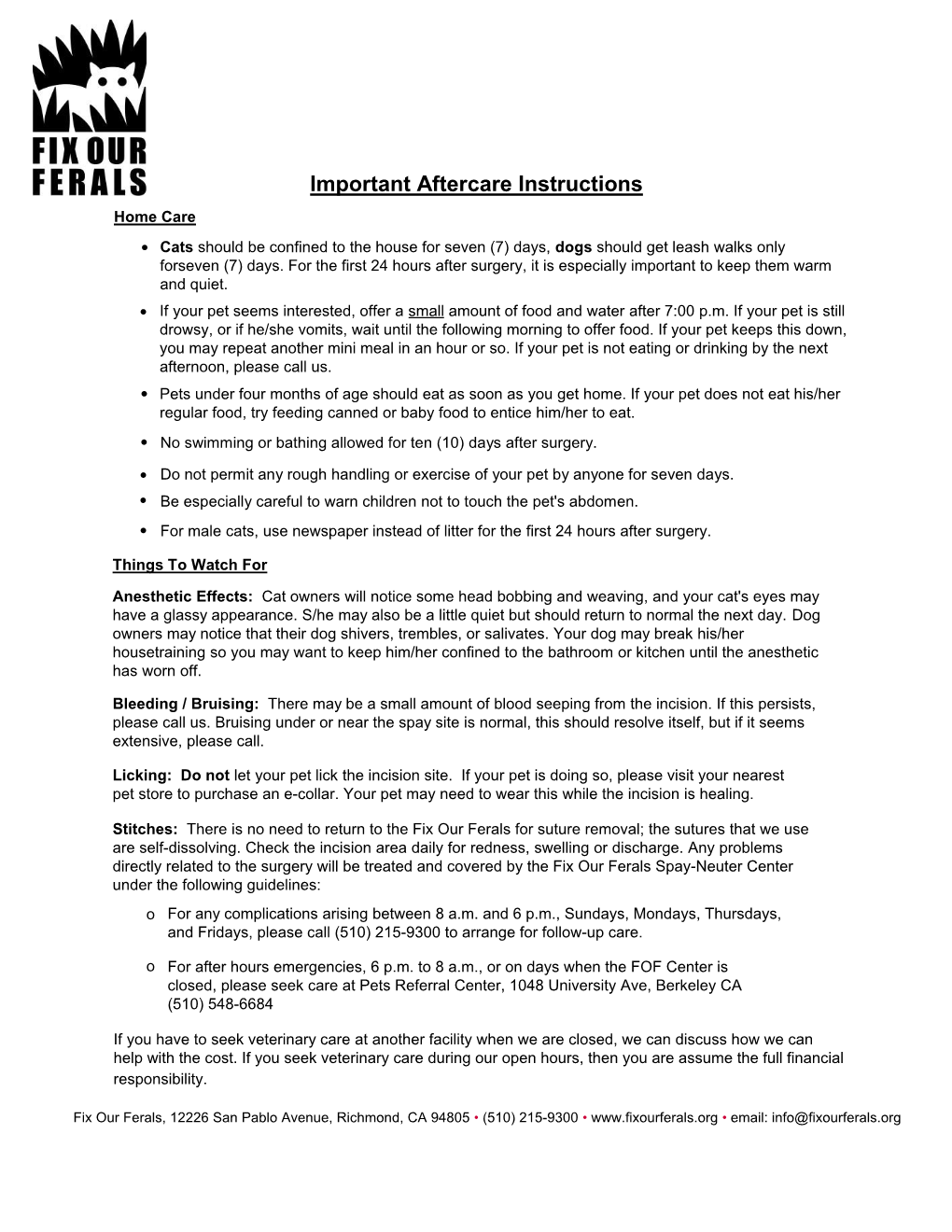 Important Aftercare Instructions Home Care