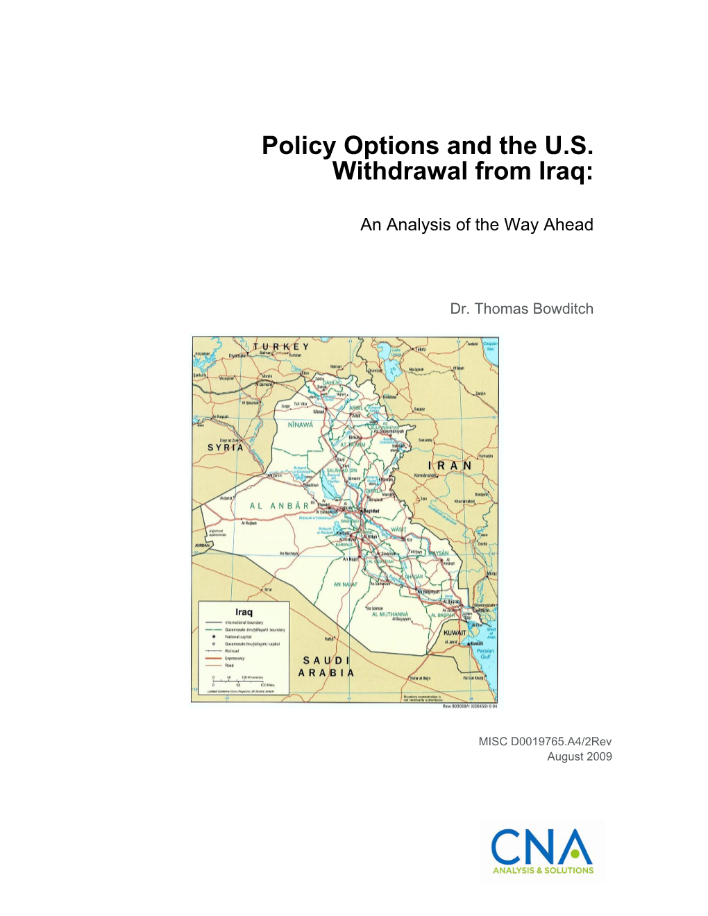 Policy Options and the U.S. Withdrawal from Iraq