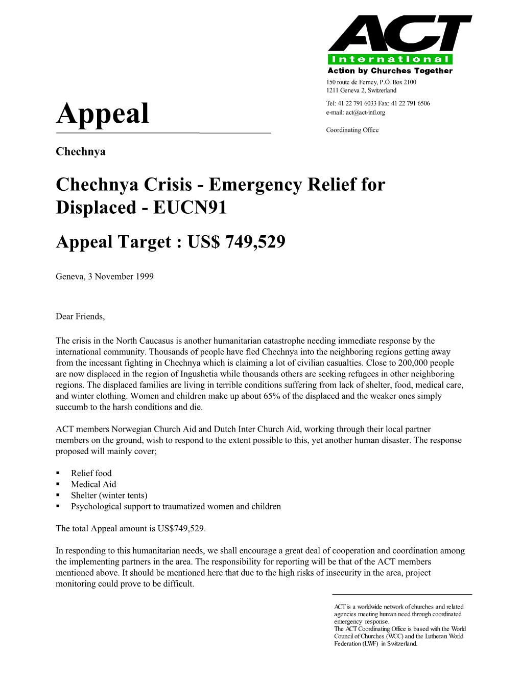 ACT Chechnya Appeal