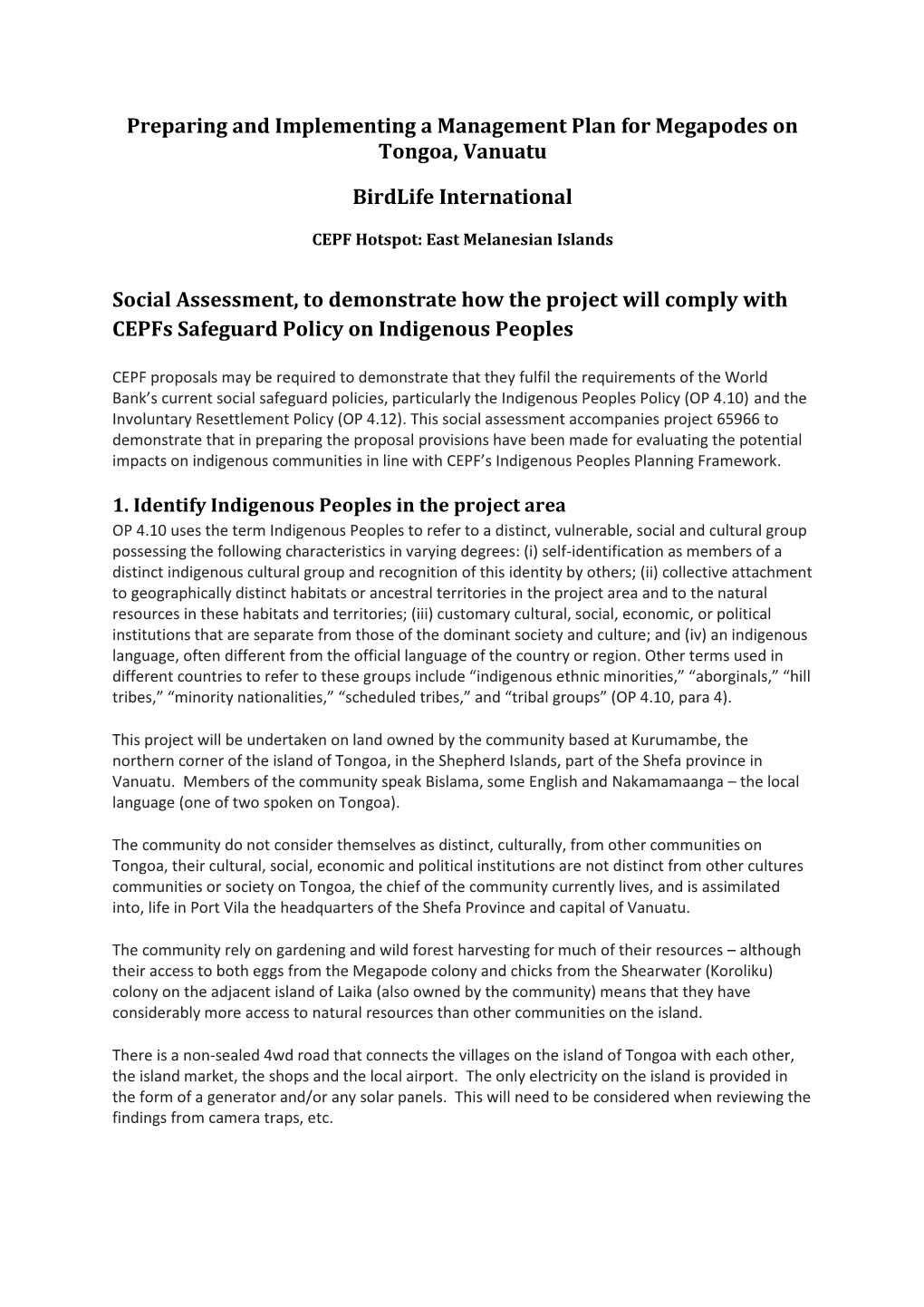 Social Assessment Safeguard English Pdf 222.29 KB