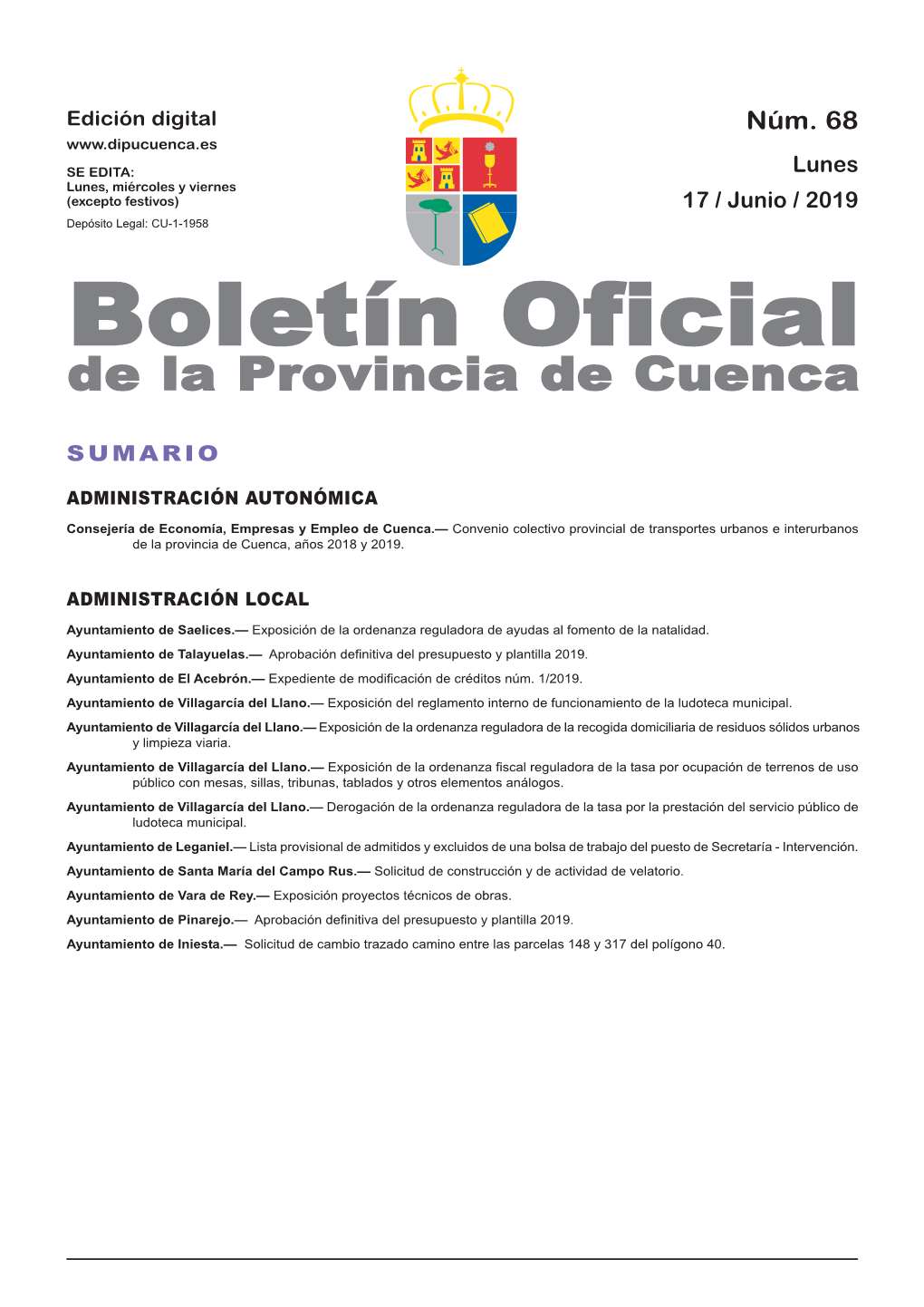 Boletín Oficial De La Provincia De Cuenca Sumario Administración Autonómica