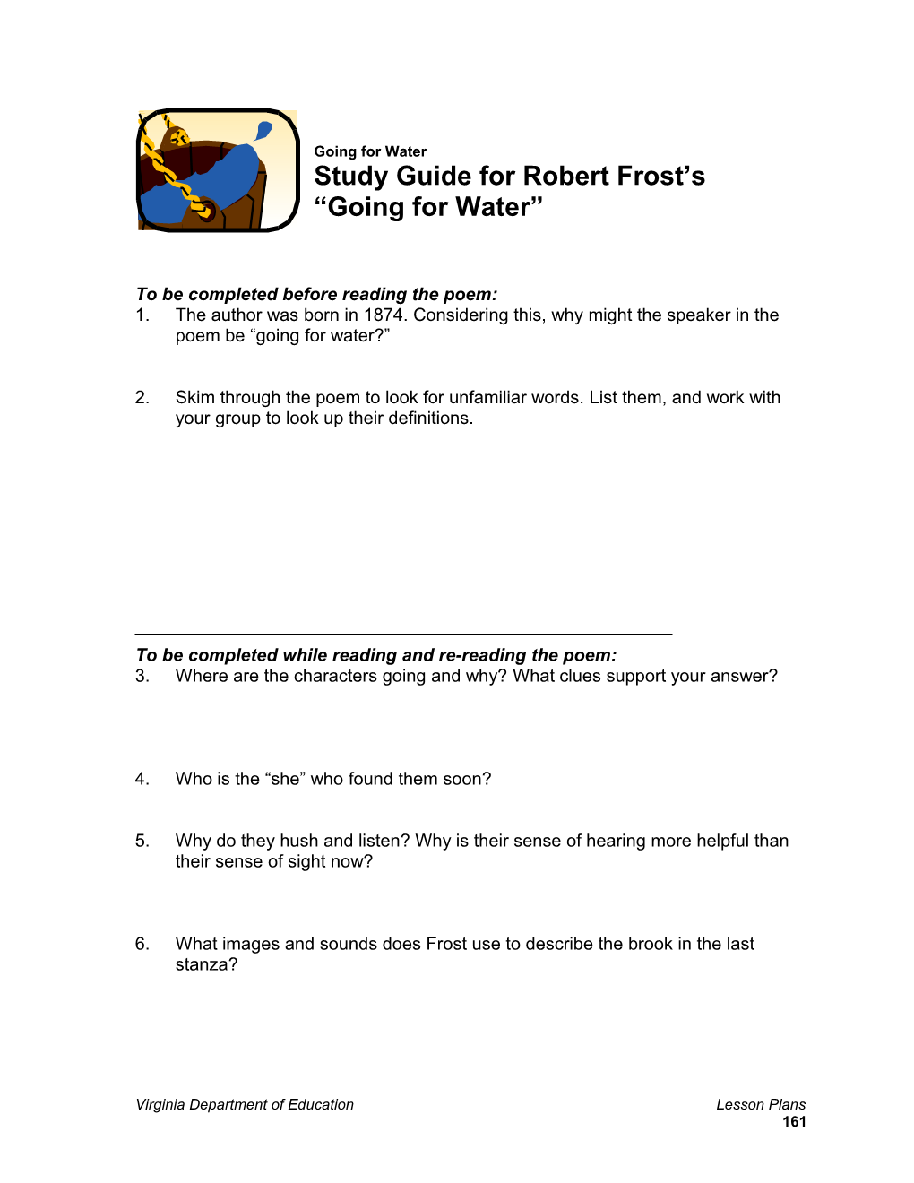 Study Guide for Robert Frost's Going for Water
