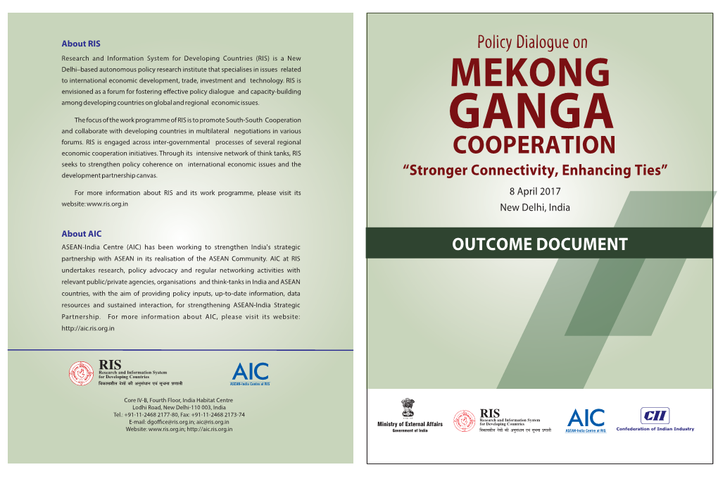 Outcome Document – Policy Dialogue on Mekong Ganga Cooperation, 2017