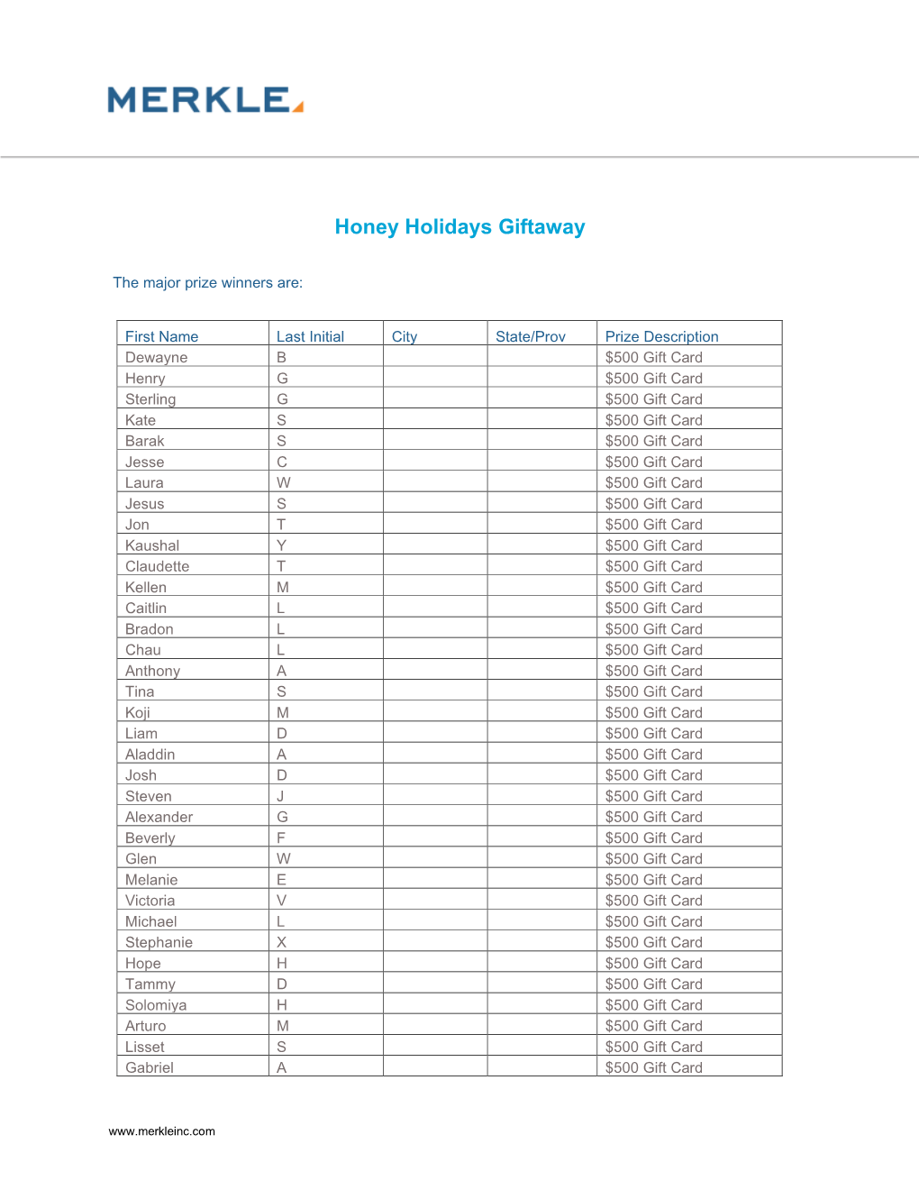 Honey Holidays Giftaway