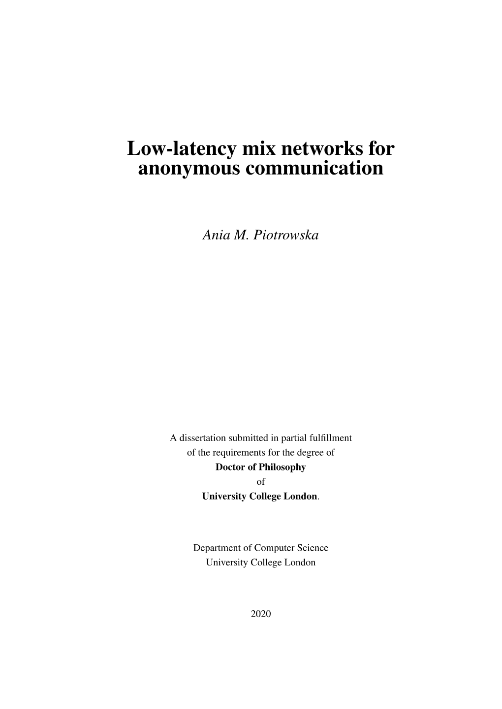 Low-Latency Mix Networks for Anonymous Communication