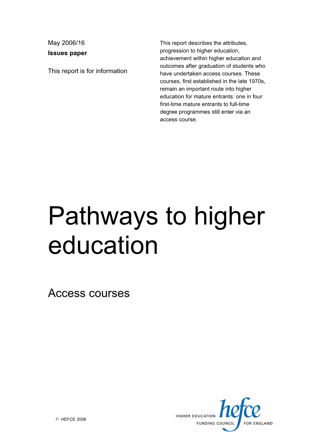 Pathways to Higher Education
