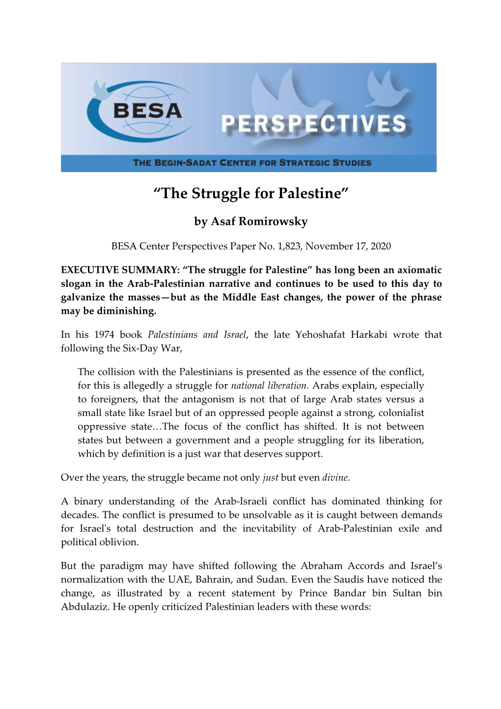 “The Struggle for Palestine”