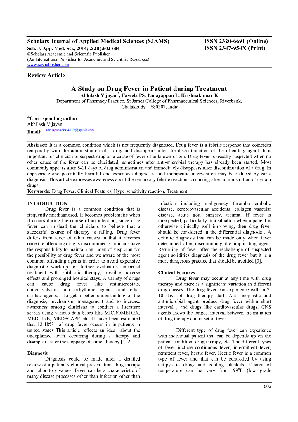 A Study on Drug Fever in Patient During Treatment