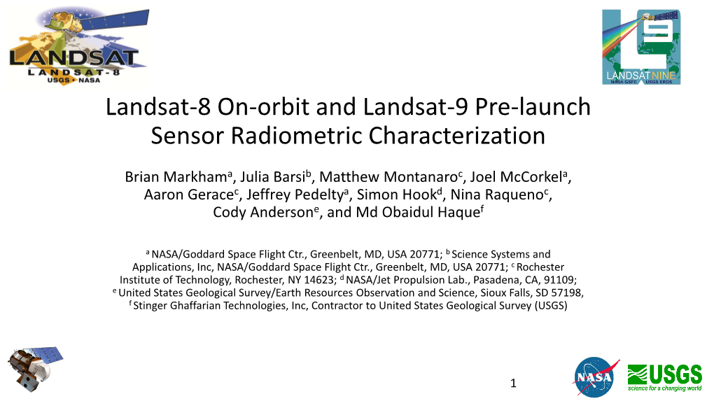Landsat-8 On-Orbit and Landsat-9 Pre-Launch Sensor Radiometric Characterization