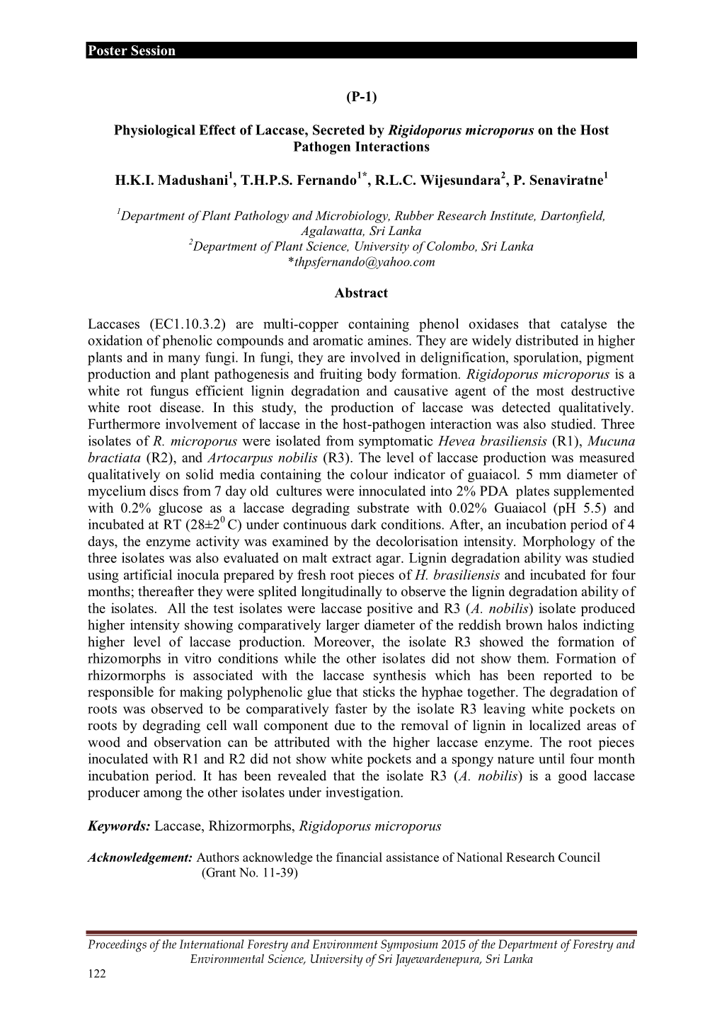 Physiological Effect of Laccase, Secreted by Rigidoporus Microporus on the Host Pathogen Interactions