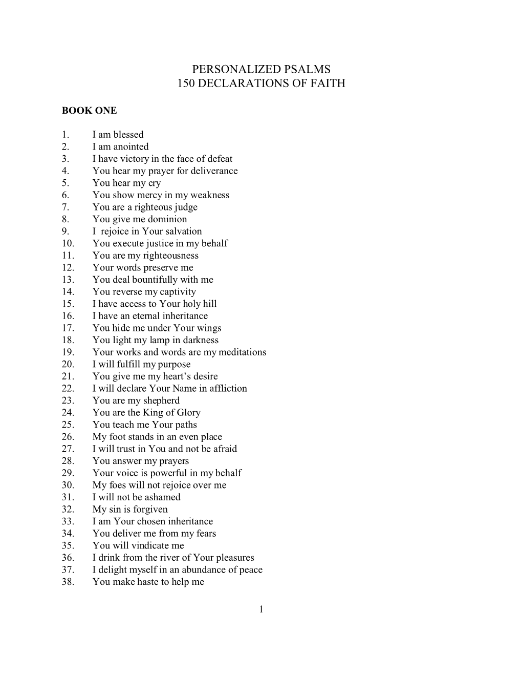 Personalized Psalms 150 Declarations of Faith