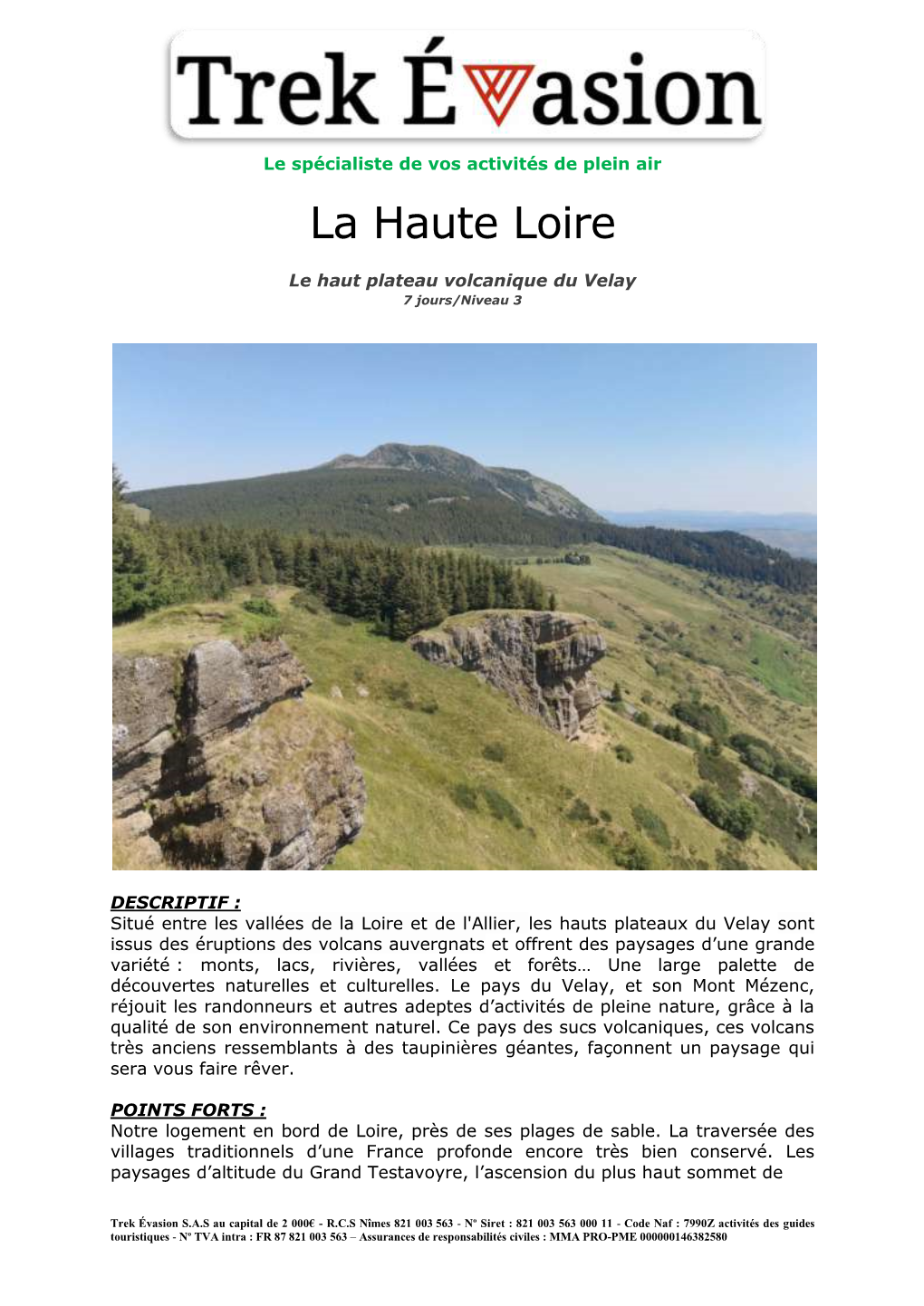 Le Haut Plateau Volcanique Du Velay 7 Jours/Niveau 3