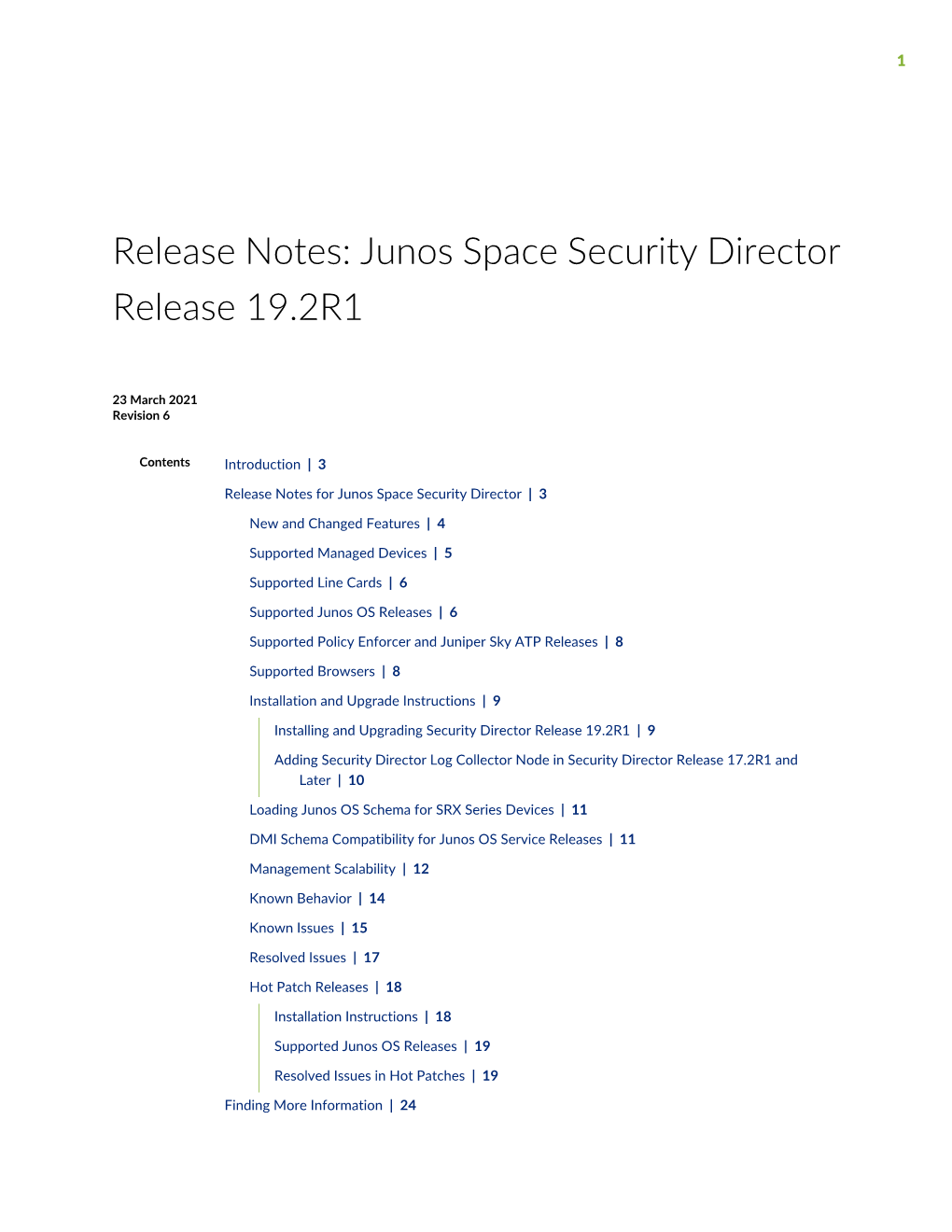 Junos Space Security Director Release 19.2R1