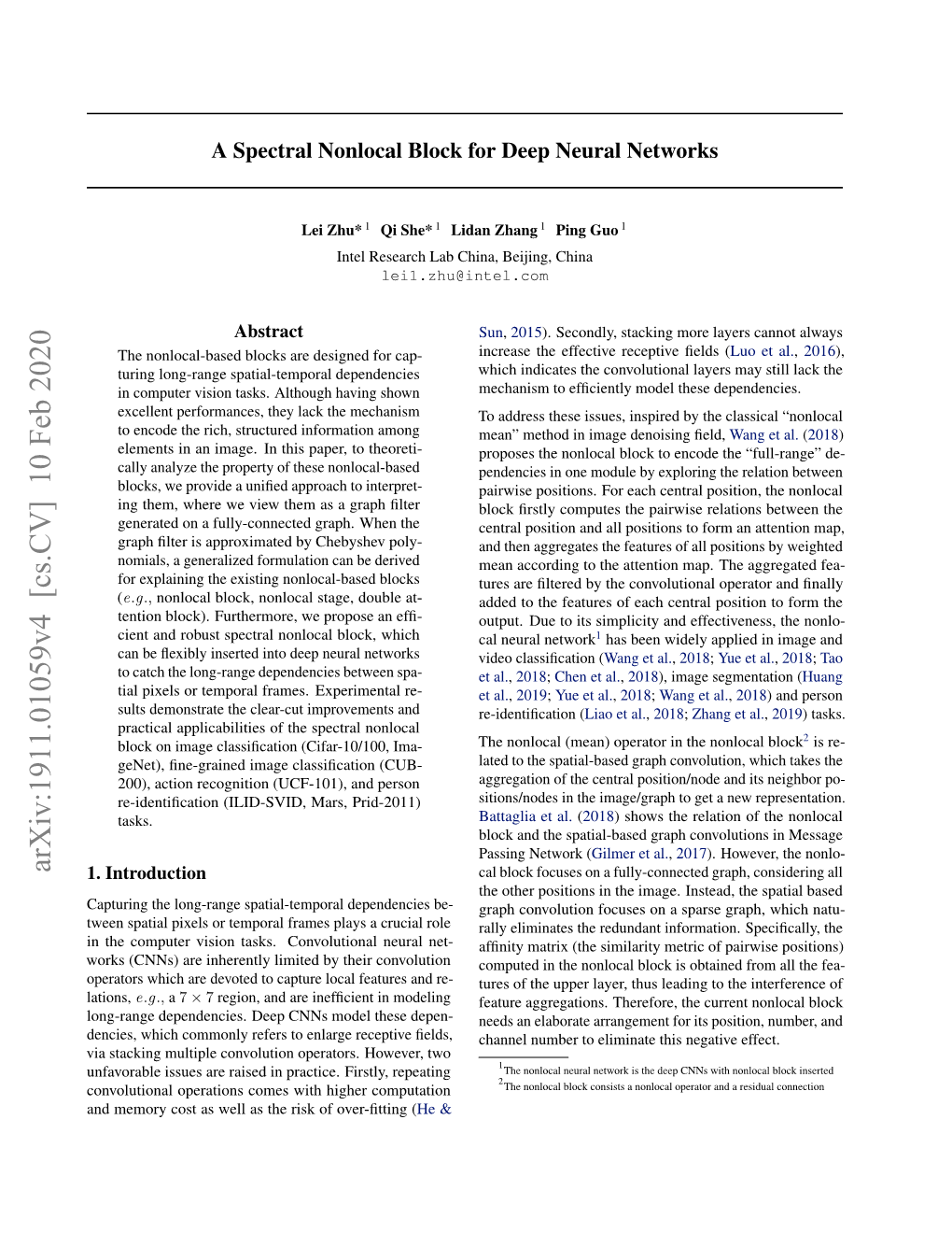 A Spectral Nonlocal Block for Deep Neural Networks