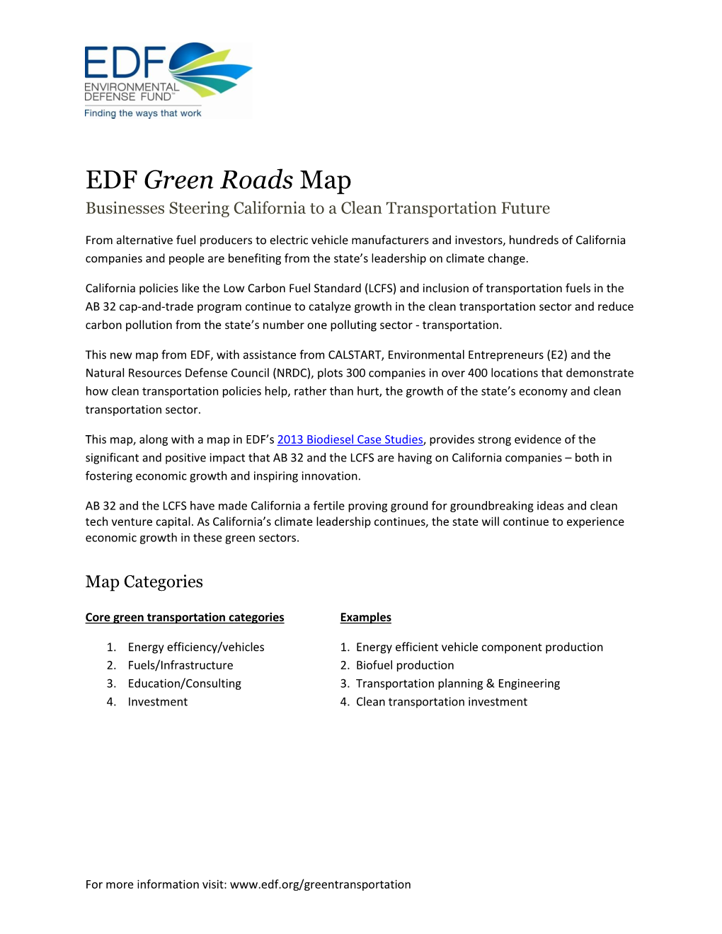 EDF Green Roads Map Businesses Steering California to a Clean Transportation Future