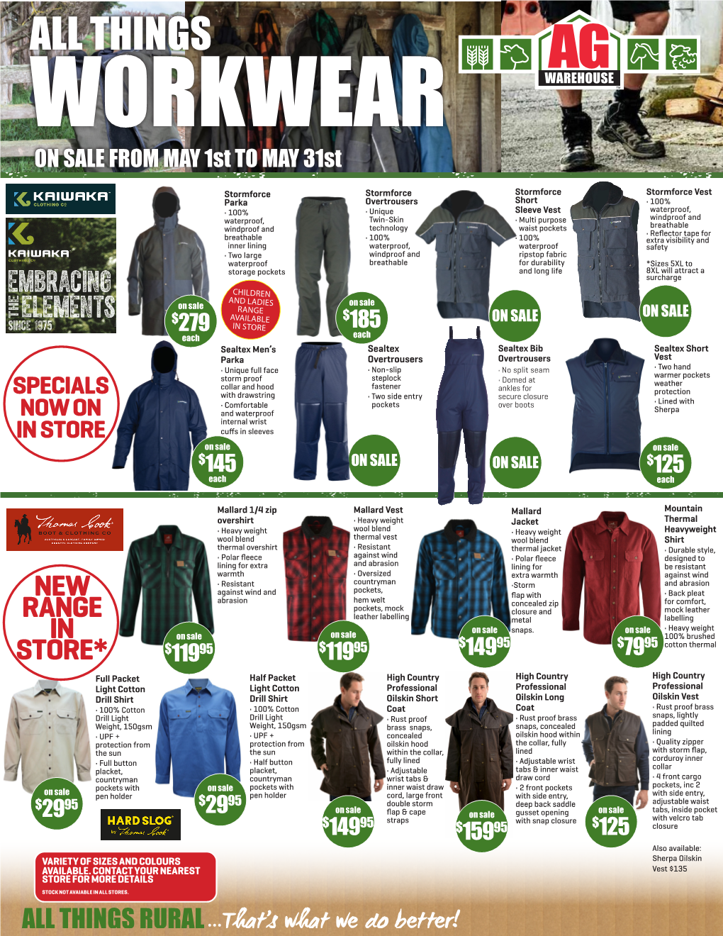 ALL THINGS WORKWEAR TM on SALE from MAY 1St to MAY 31St