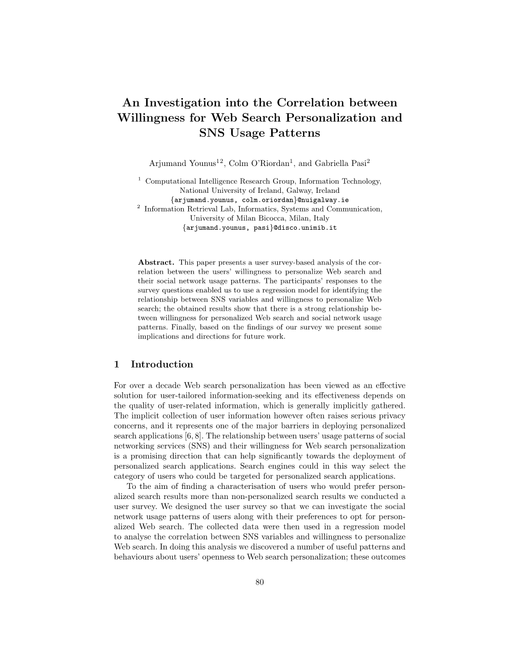 An Investigation Into the Correlation Between Willingness for Web Search Personalization and SNS Usage Patterns