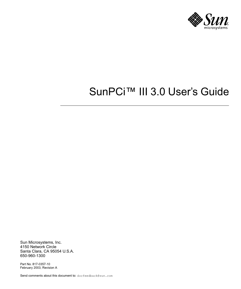 Sunpci III 3.0 User's Guide