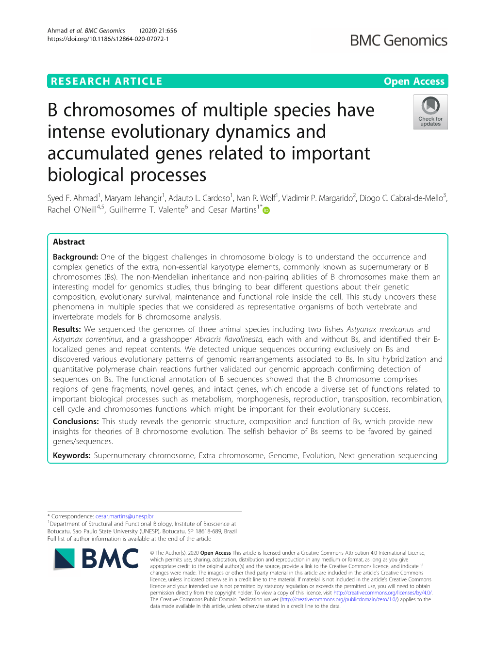 B Chromosomes of Multiple Species Have Intense Evolutionary Dynamics and Accumulated Genes Related to Important Biological Processes Syed F