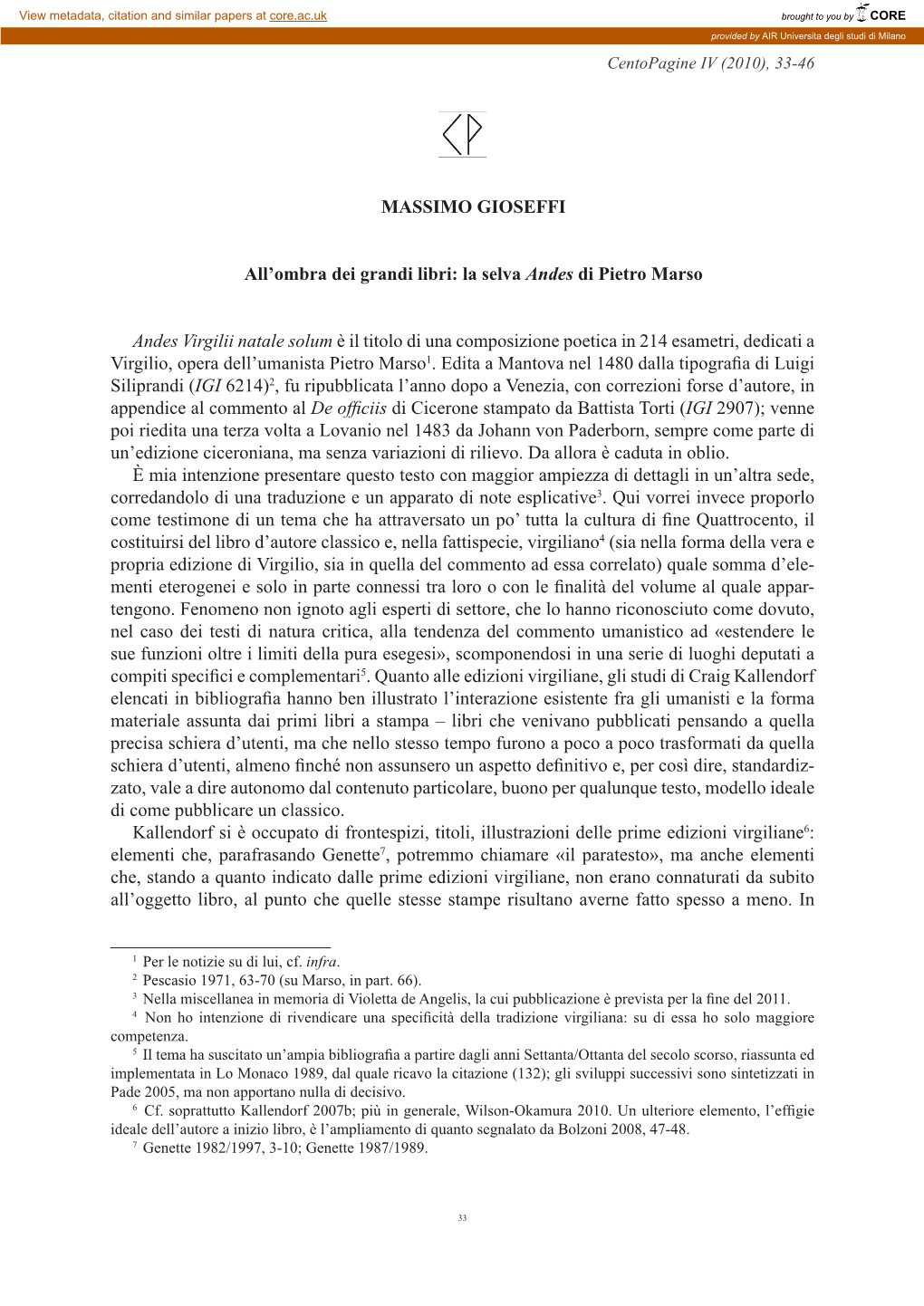 MASSIMO GIOSEFFI All'ombra Dei Grandi Libri: La Selva Andes Di Pietro