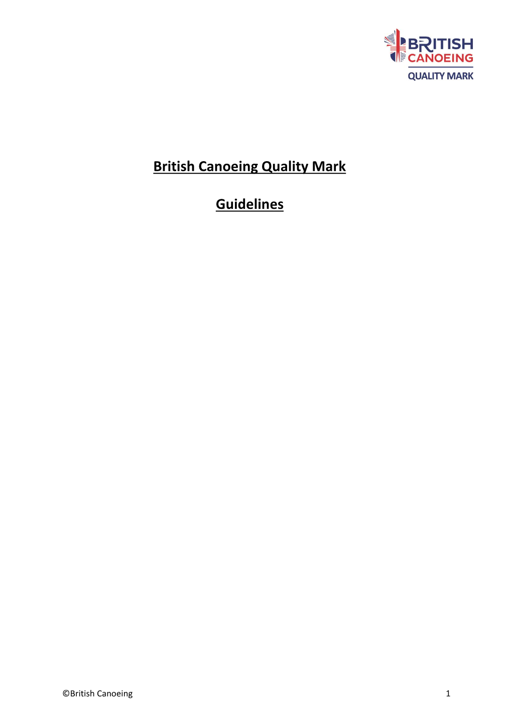 British Canoeing Quality Mark Guidelines