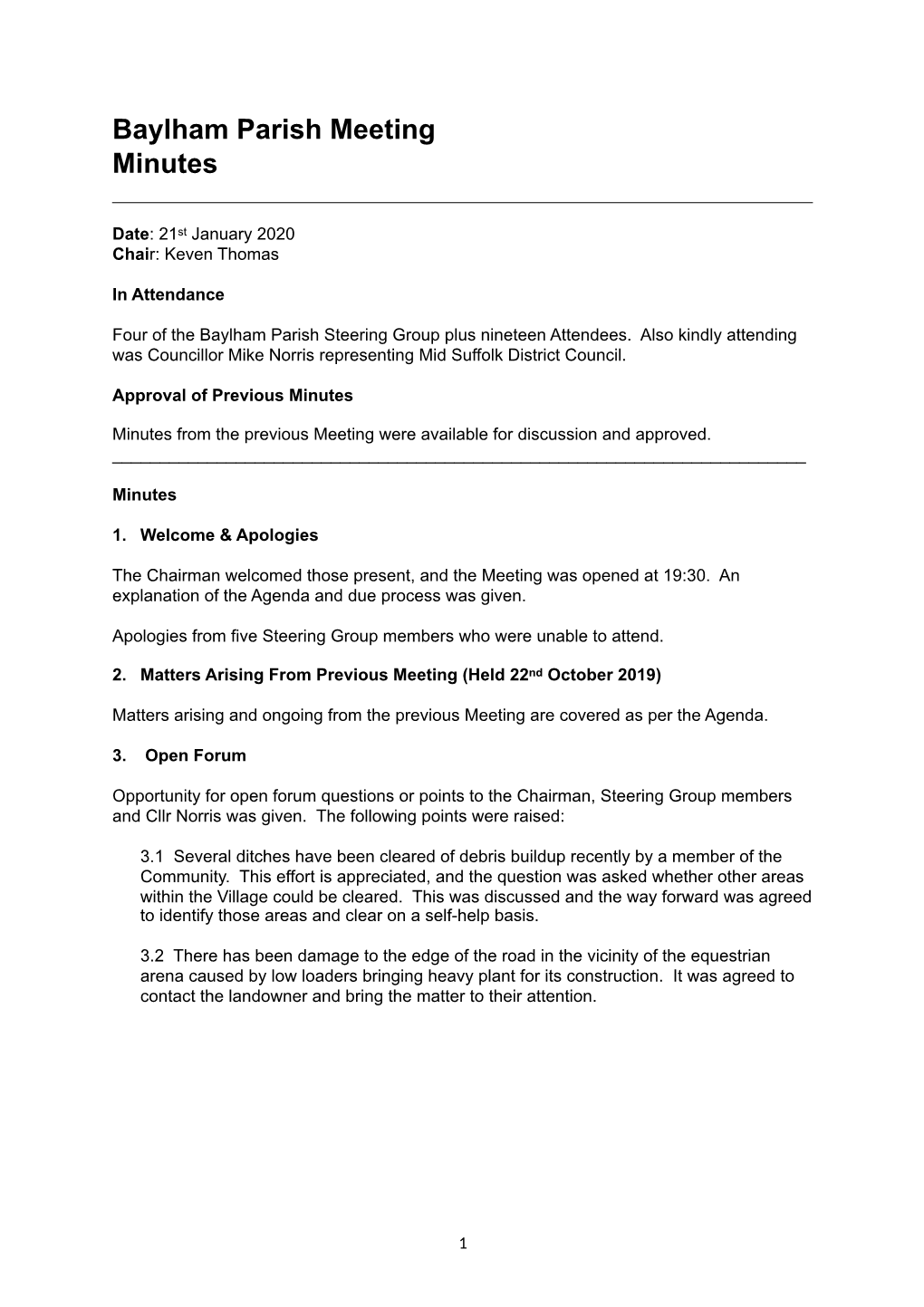 20 01 21 Parish Meeting Minutes