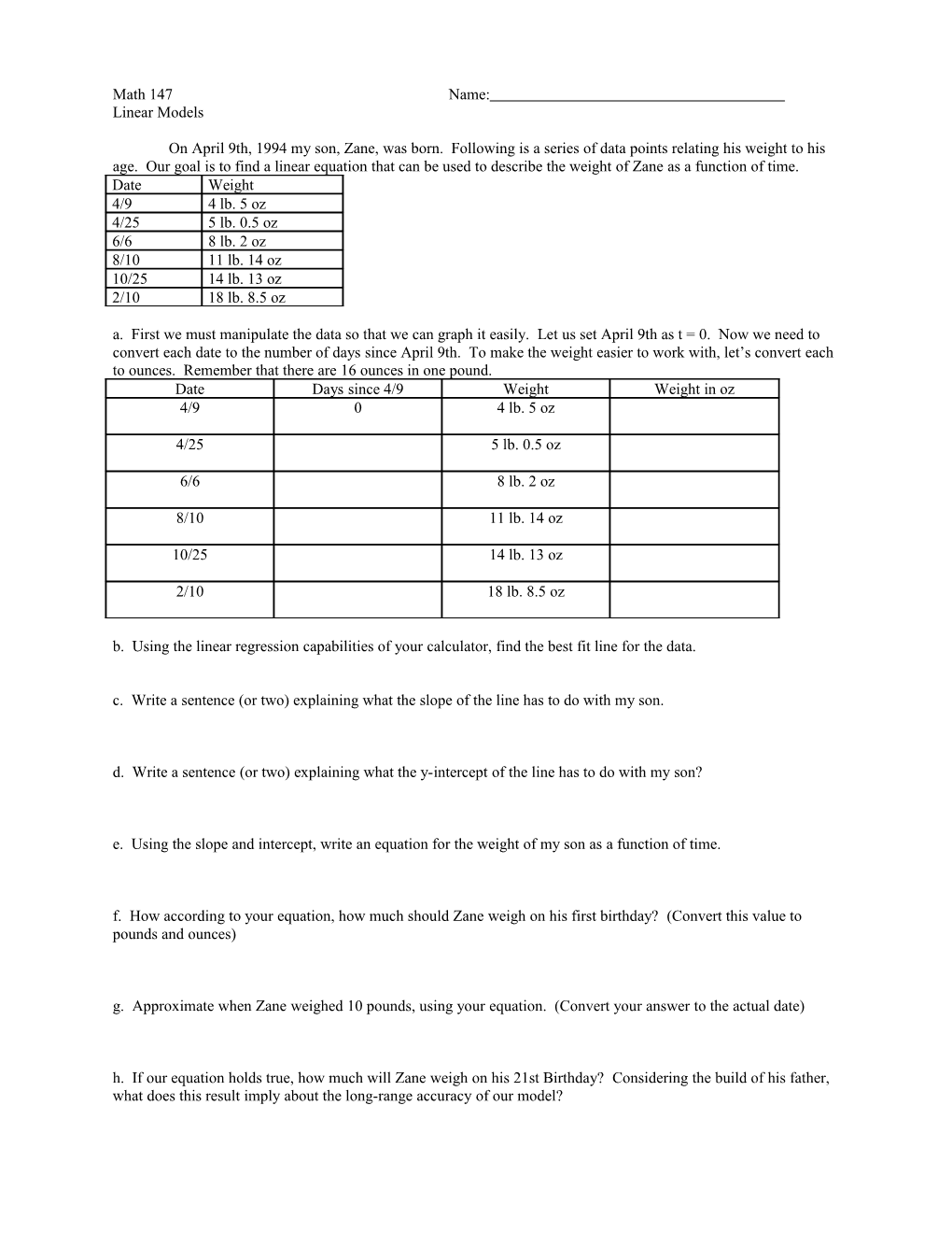 Linear Models