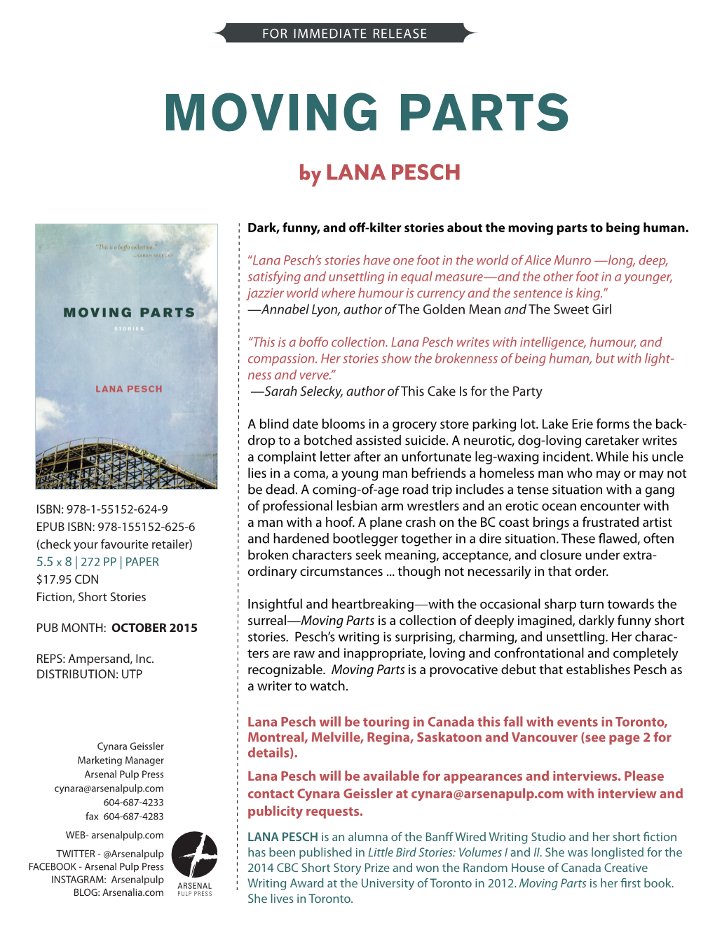 MOVING PARTS by LANA PESCH
