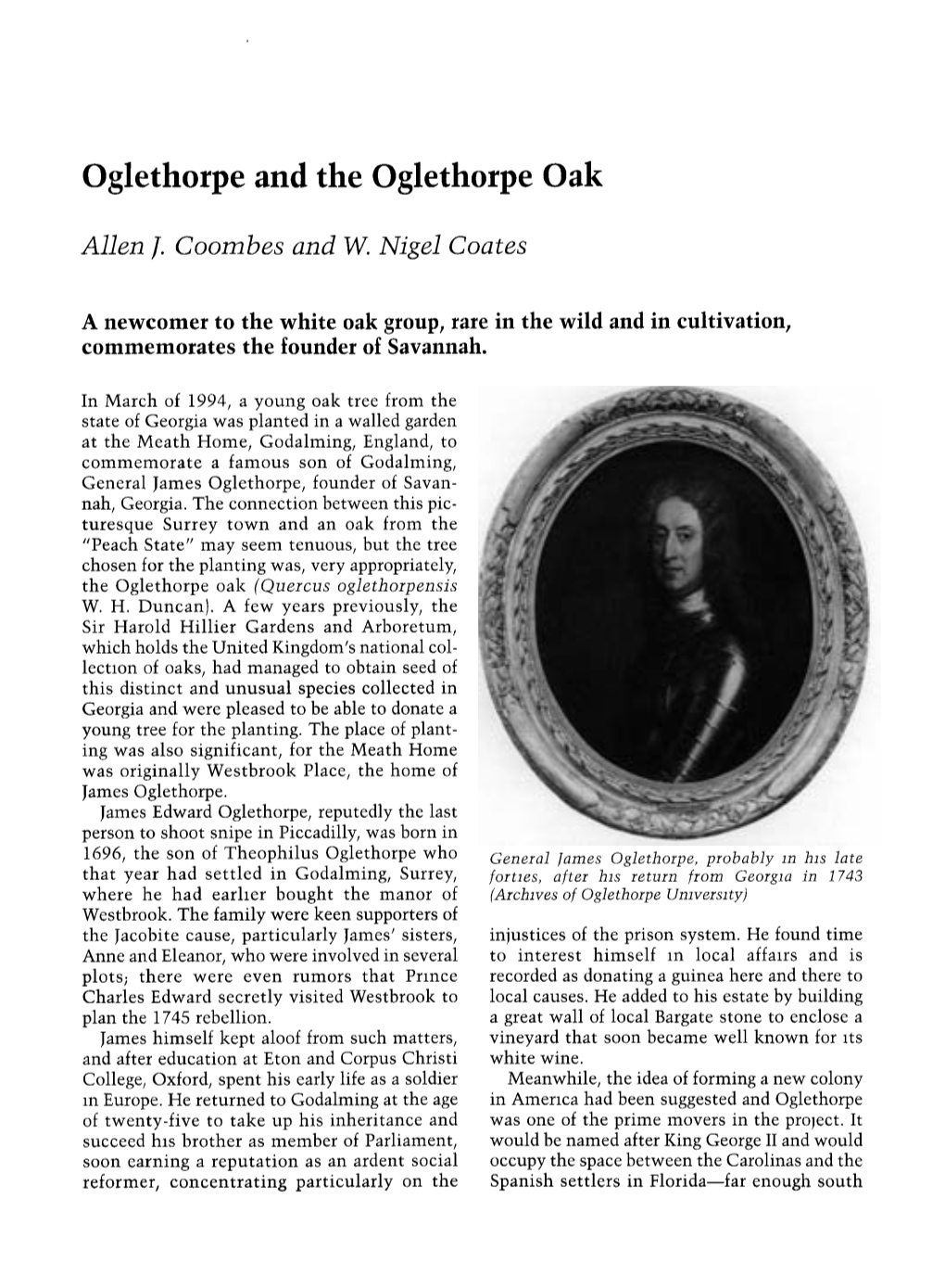 Oglethorpe and the Oglethorpe Oak