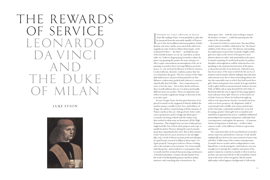 The Rewards of Service Leonardo Da Vinci and the Duke of Milan