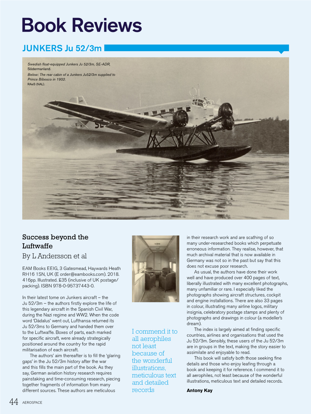 Book Reviews JUNKERS Ju 52/3M