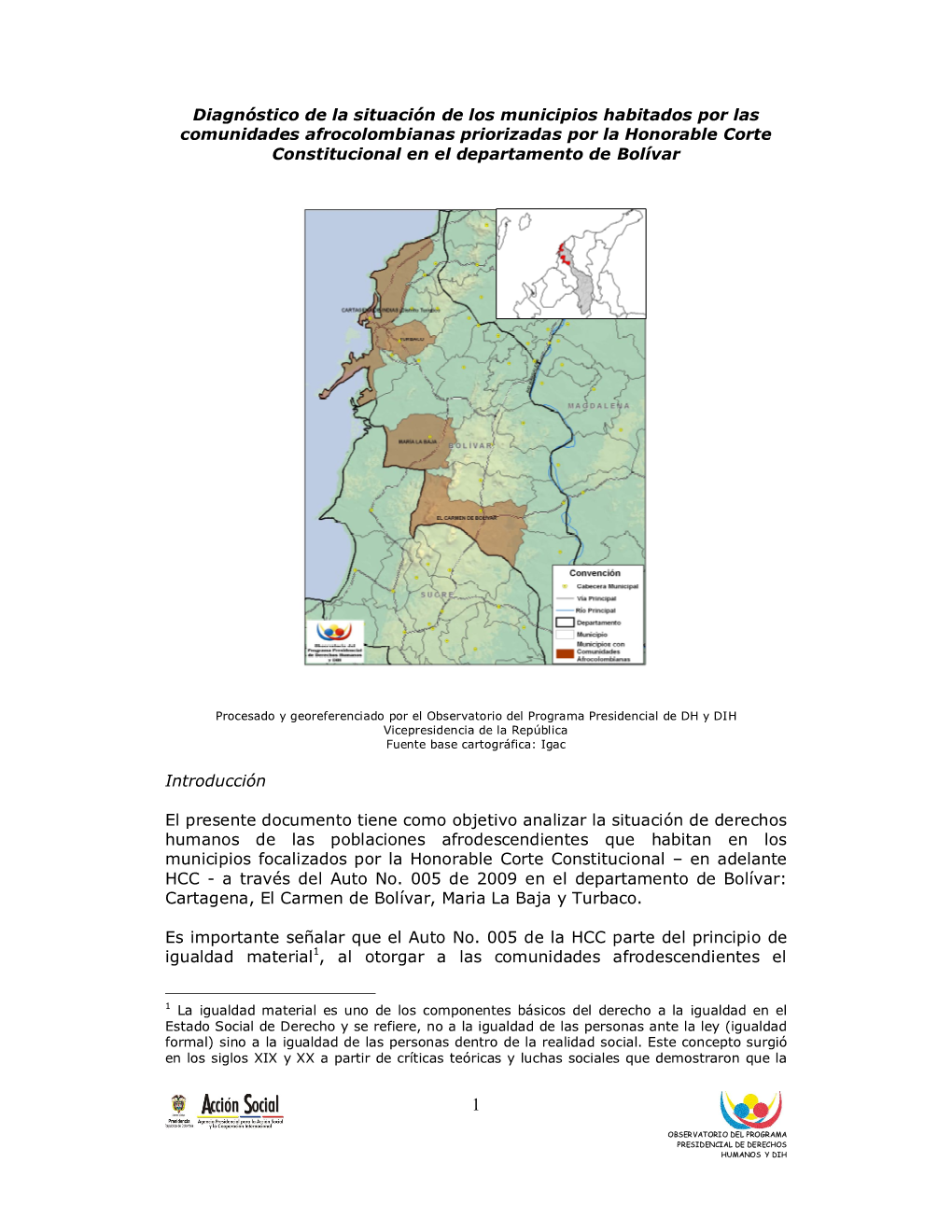 Diagnóstico De La Situación De Los Municipios Habitados Por Las