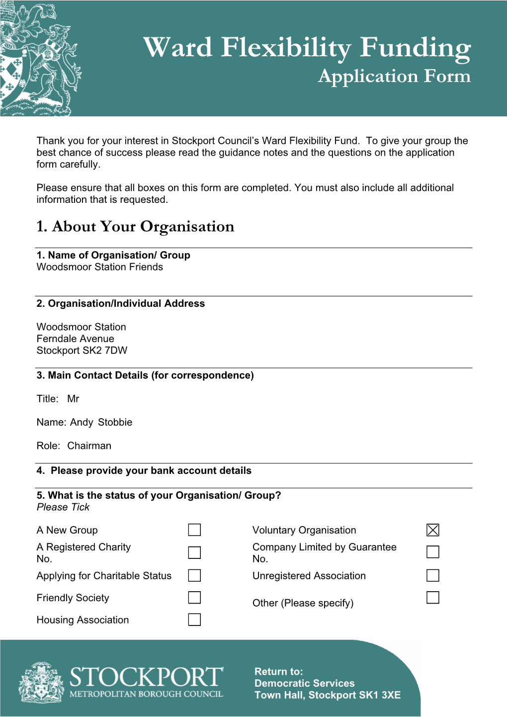 Ward Flexibility Funding Application Form