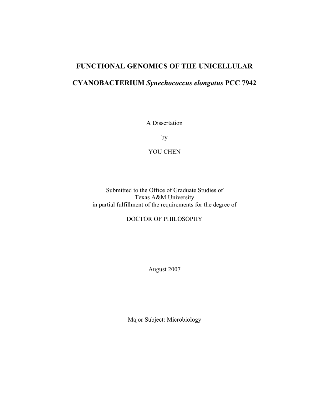 Functional Genomics of the Unicellular