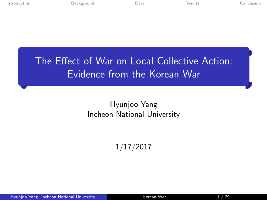 The Effect of War on Local Collective Action: Evidence from the Korean