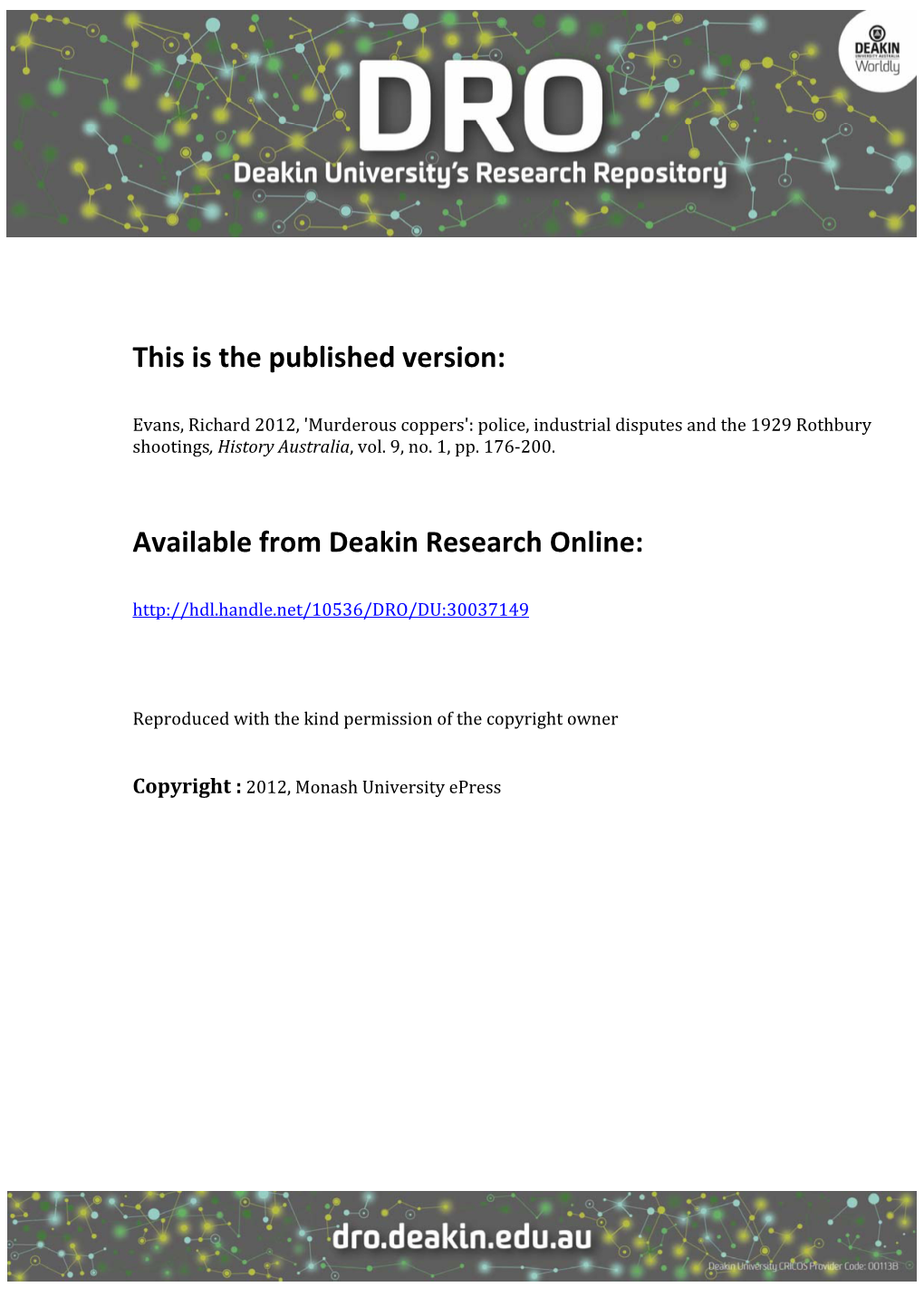 This Is the Published Version: Available from Deakin Research Online