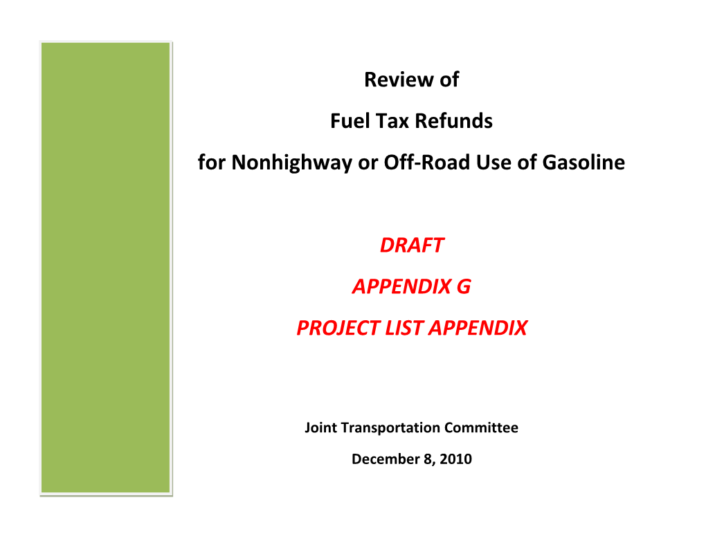 Review of Fuel Tax Refunds for Nonhighway Or Off-Road Use of Gasoline