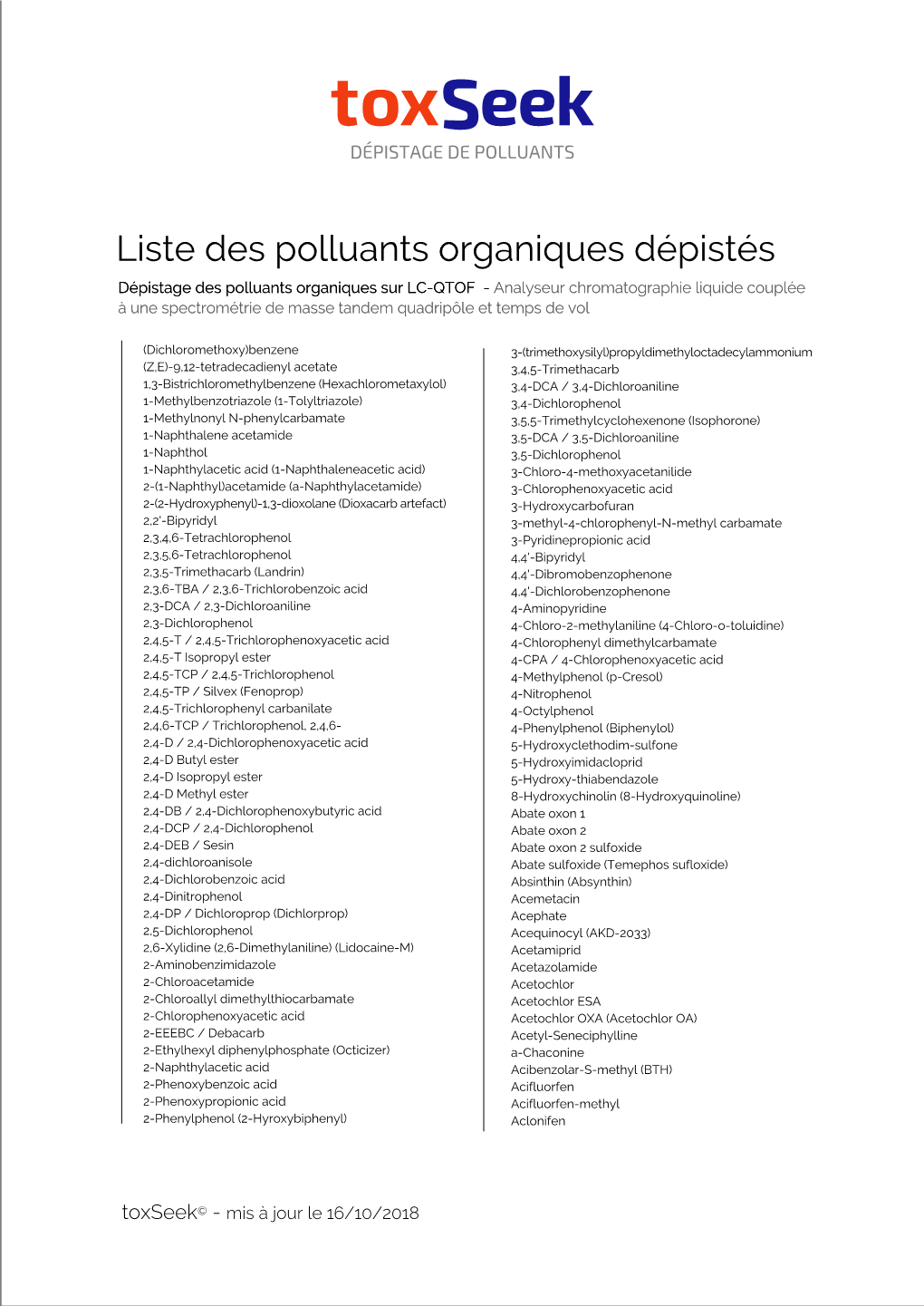 Liste Des Polluants Organiques Dépistés