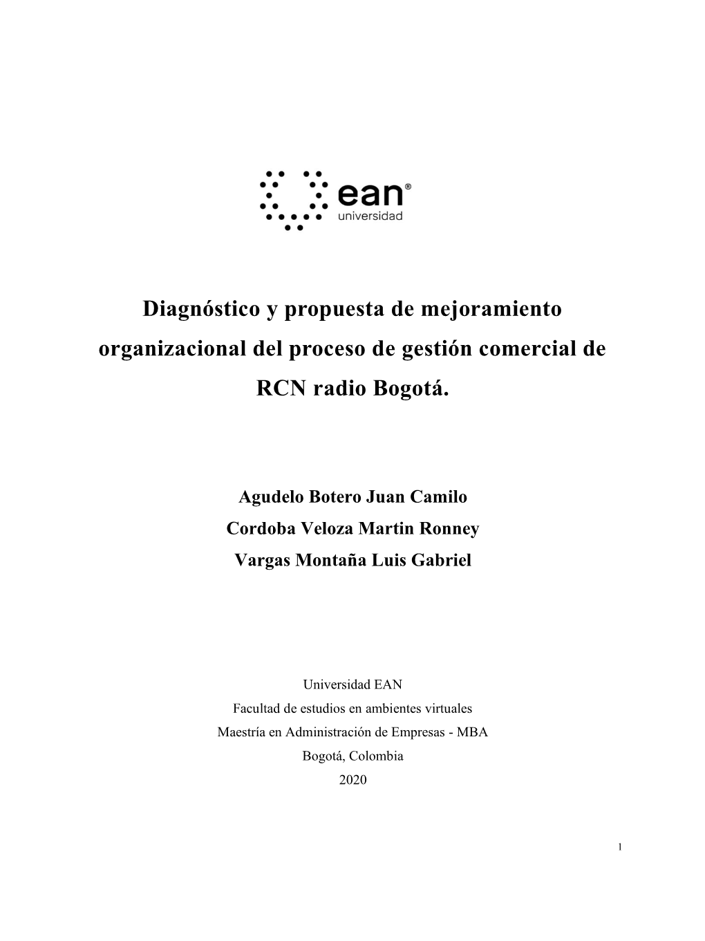 Diagnóstico Y Propuesta De Mejoramiento Organizacional Del Proceso De Gestión Comercial De