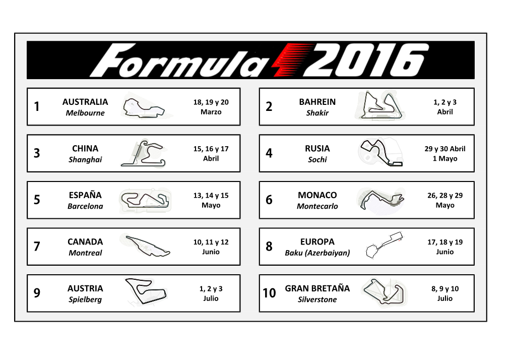 Guia Formula 1 2016