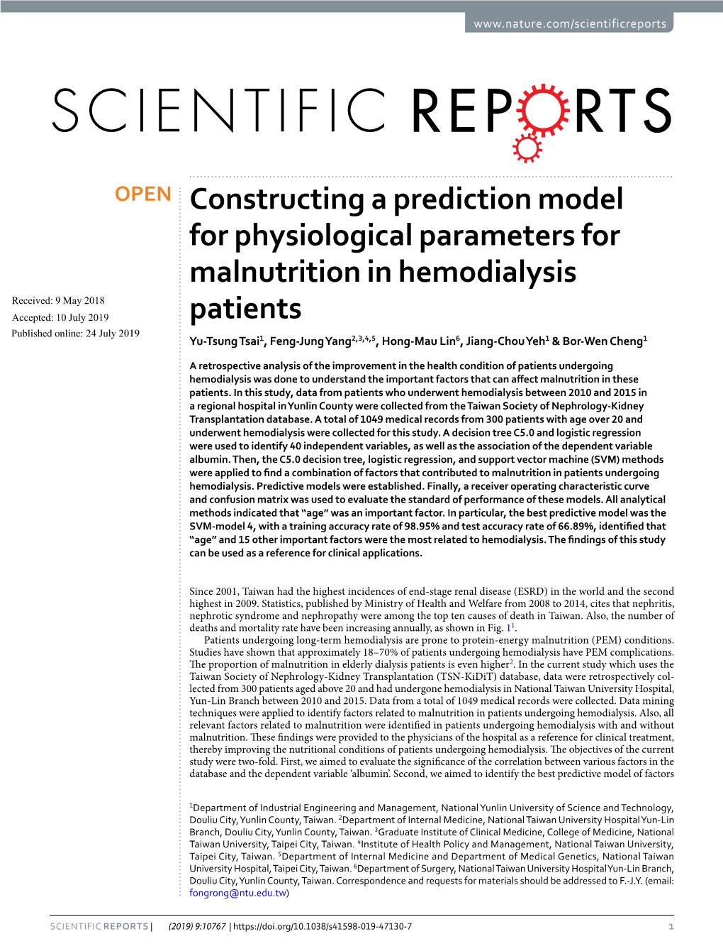 Constructing a Prediction Model for Physiological Parameters For