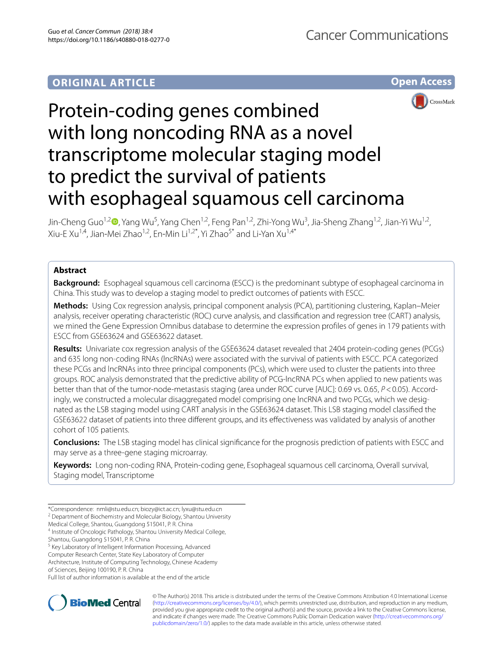 Protein-Coding Genes Combined with Long Noncoding RNA As a Novel