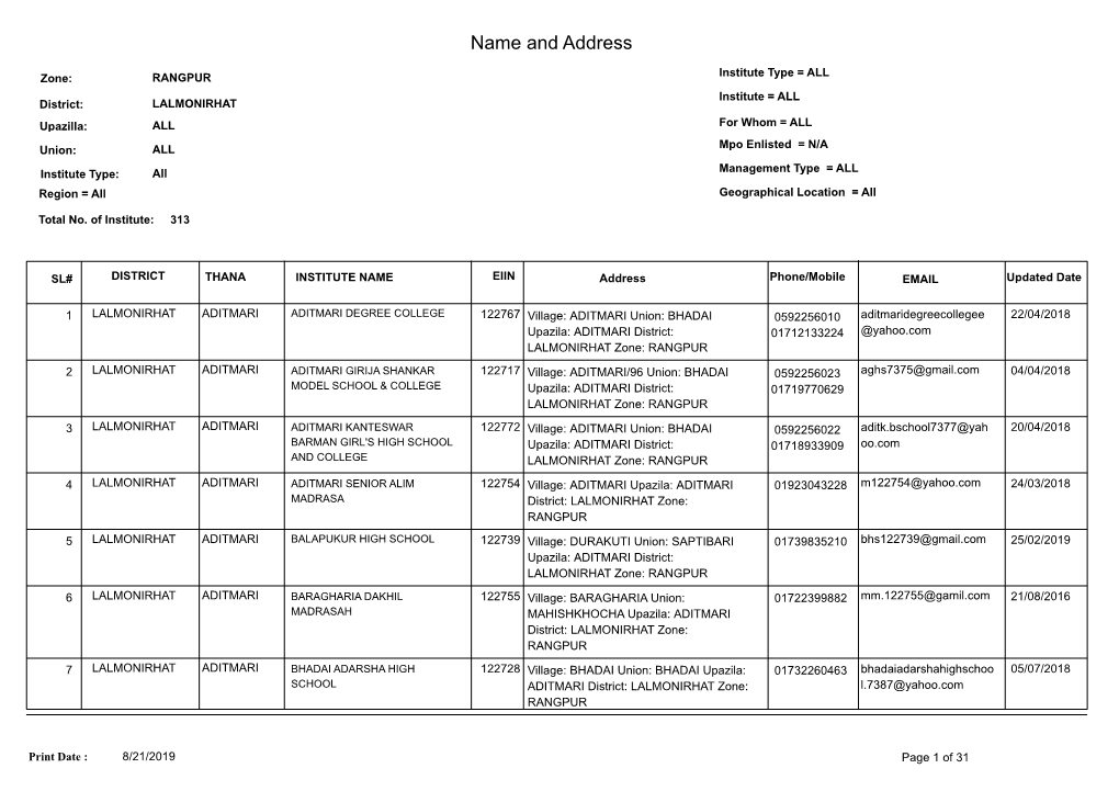 Name and Address