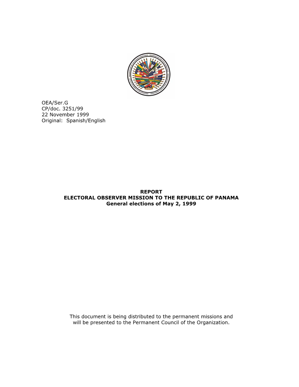 OEA/Ser.G CP/Doc. 3251/99 22 November 1999 Original: Spanish/English