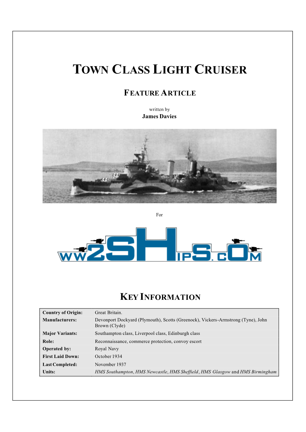 Town Class Light Cruiser