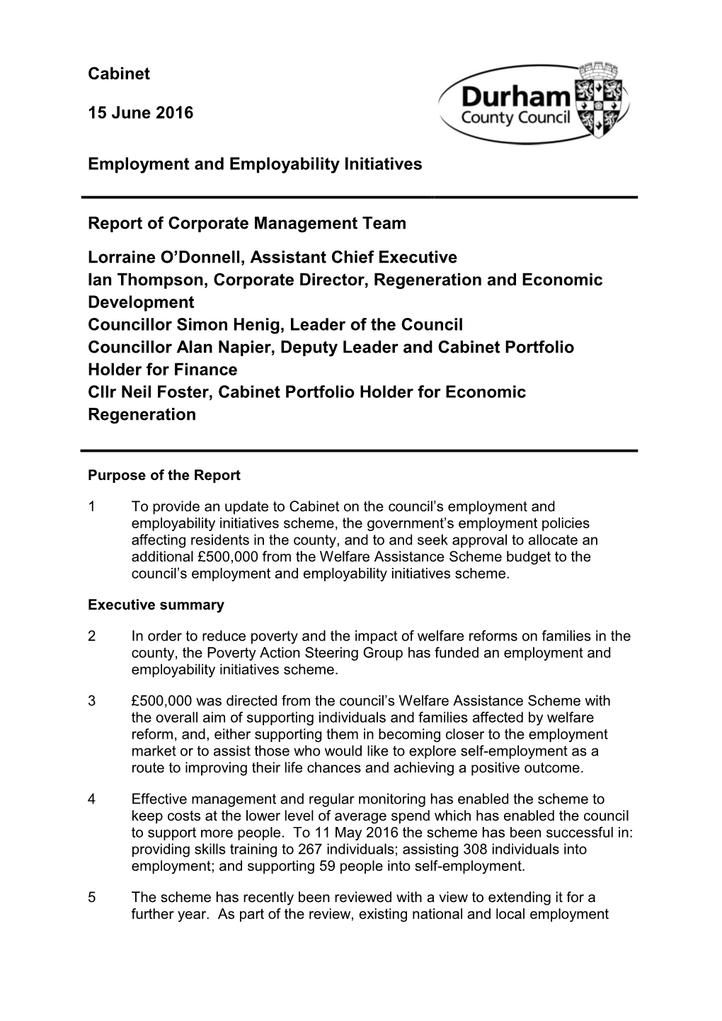 Employment and Employability Initiatives