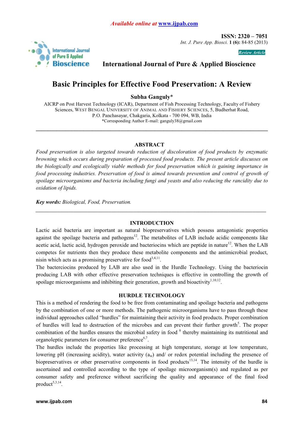 Basic Principles for Effective Food Preservation