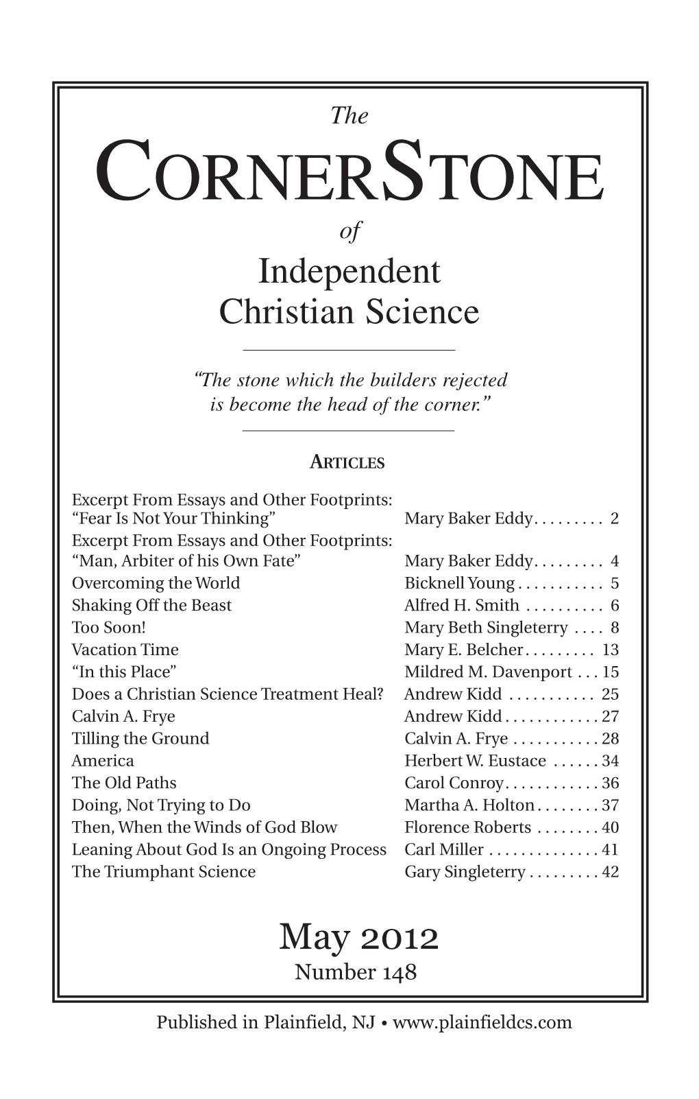 CORNERSTONE of Independent Christian Science