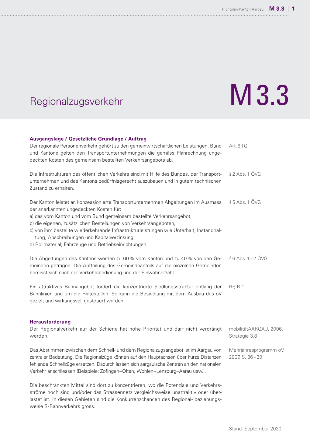 M 3.3 Regionalzugsverkehr